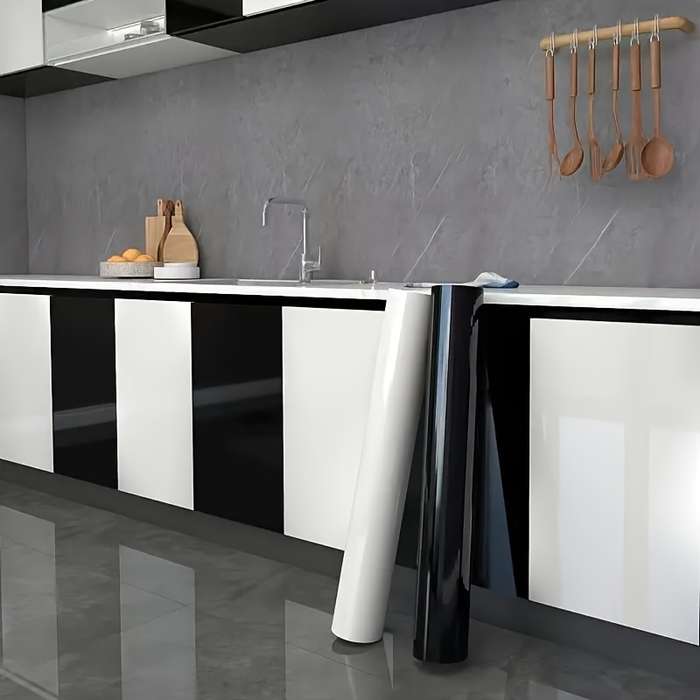 1PC Wall StickersGlossy Black23.6X196.85in  60X500cm