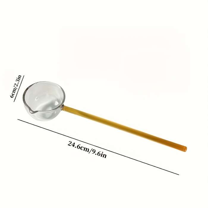 1pc Colorful Transparent Long Handle Glass Spoon High Borosilicate Heat Resistant Dessert Spoon