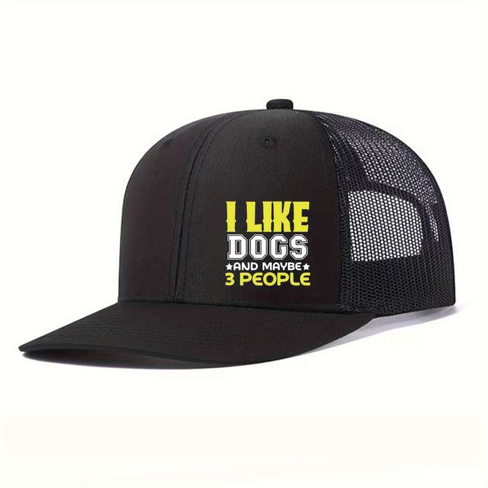 1pc I Like Dogs Funny Printed Trucker Hat Stylish Unisex Baseball Cap for Men Women Lightweig