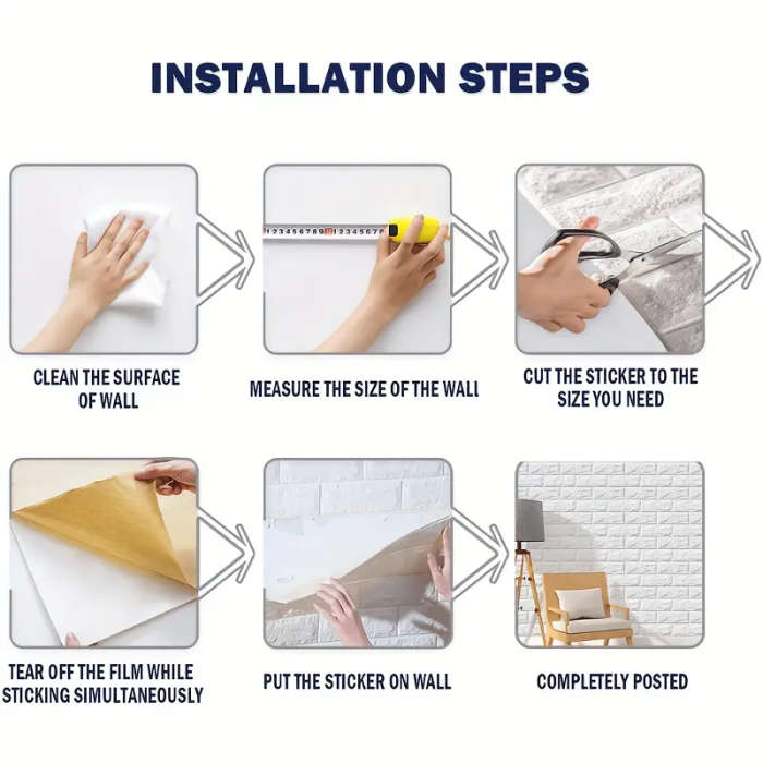 Self-Adhesive Wall Tile Stickers - Foam, Easy to Stick & Peel Off, Cut freely, Ideal for Kitchen, Li