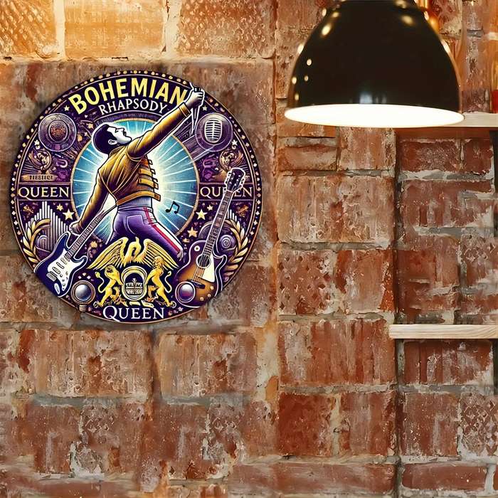 1pc Queen Bohemian Rhapsody 20.32x20.32 cm Round Aluminum Metal Sign for Room Wall Restaurant Ba