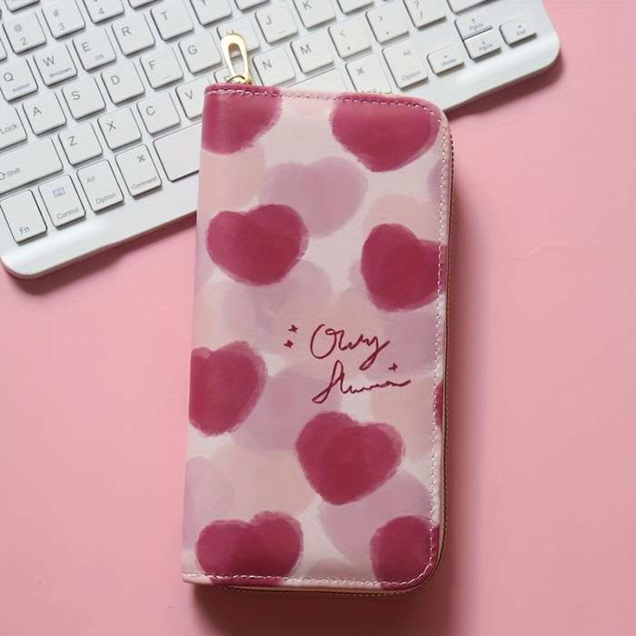 1pc Women'S Casual Floral Zipper Wallet with Multiple Card Slots Large Capacity Coin Pouch with "