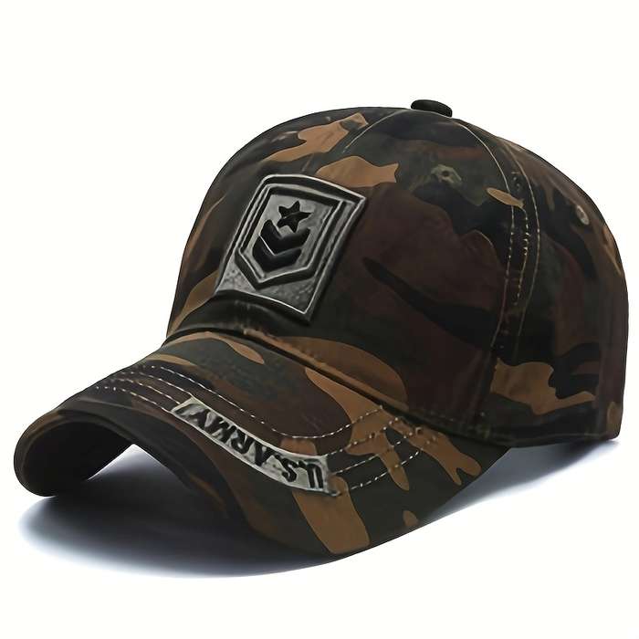 1pc Men'S Baseball Cap with Camouflage and Star Emblem Perfect for Travel Football Mardi Gras Da