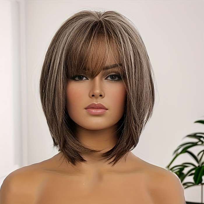 1Pc Mixed Brown 35.56cm Fashion Design Wig