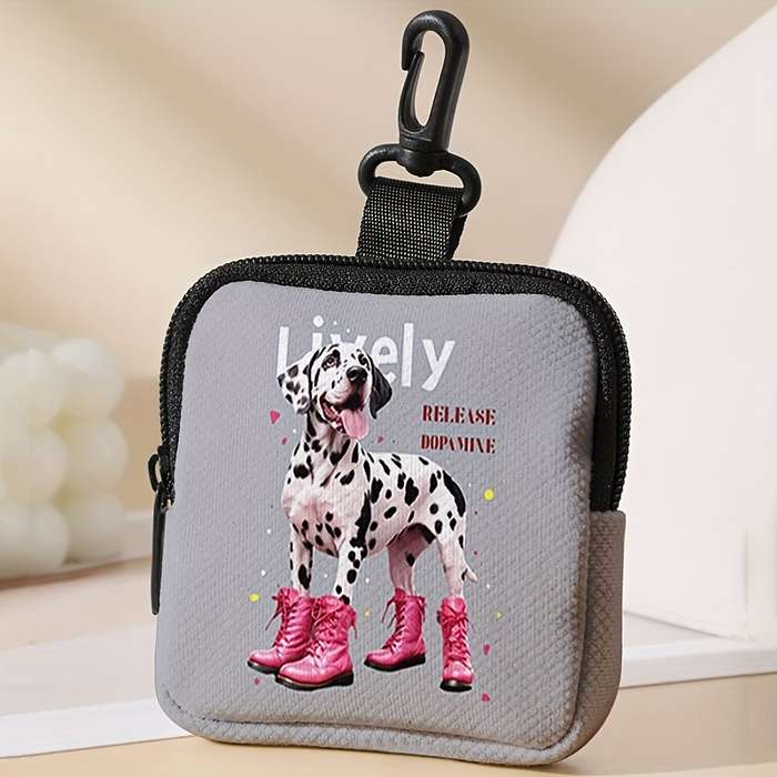 1pc Pink Boot Dog Pattern Printed Wallet a Small Item Organizer Bag Portable Multifunctional Key