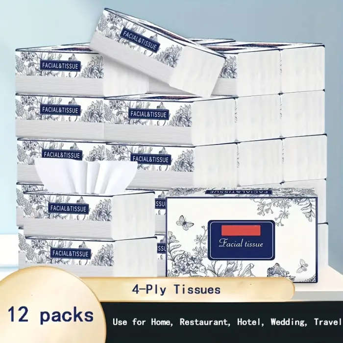 12 Packs Of Facial Tissues 250 Sheets Per Pack