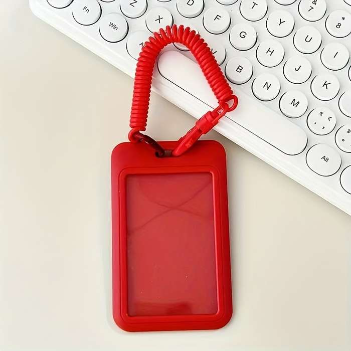 1pc Men's Sleek Black Card Holder with Elastic Cord Durable Plastic Casual Style