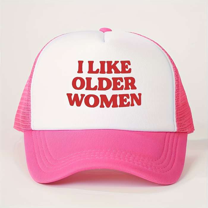 1pc I Like Older Women" Printed Baseball Cap Breathable Adjustable Mesh Trucker Hat for Men Wo