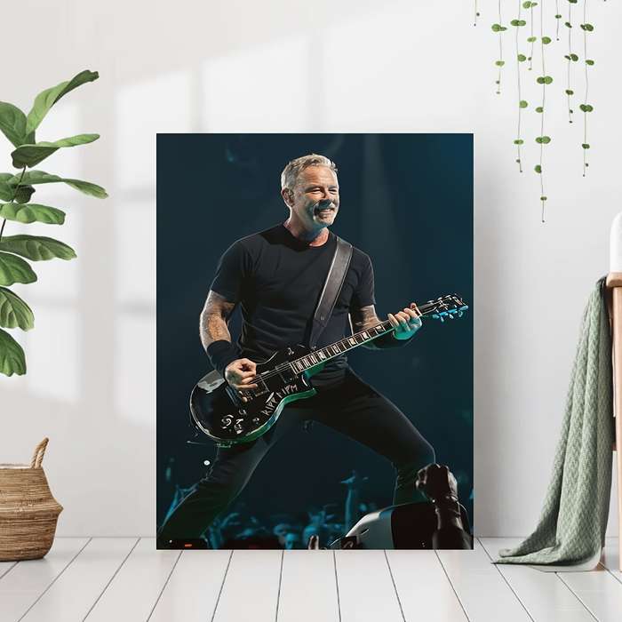 1pc  Frameless Canvas Print Iconic Black Guitarist Wall Art 30.48x45.72 cm Vibrant Live Perf