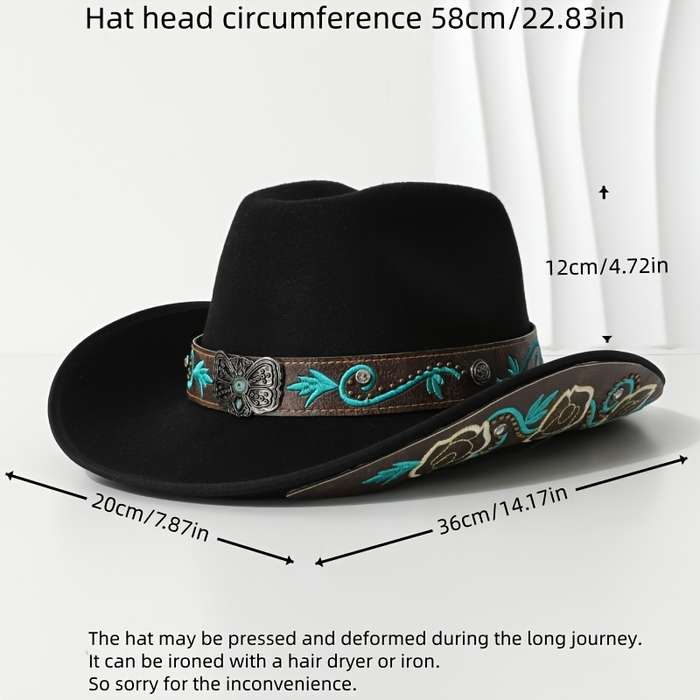 1pc Stylish Denim Hat with Embroidered Butterfly Design And Metal Studs Perfect for Dates Shoppin