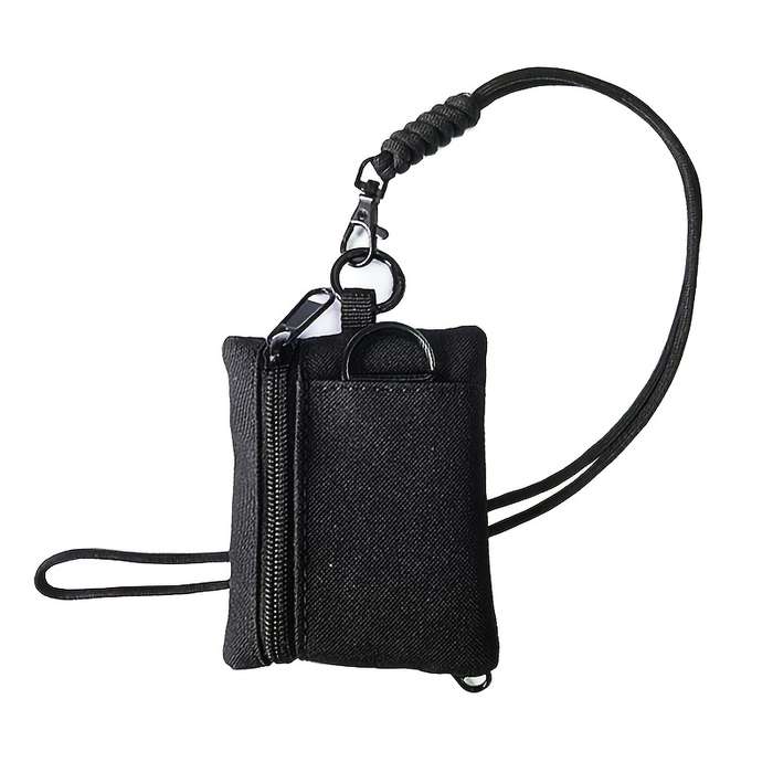 1pc Nylon Casual Style Outdoor Neck Pouch Men's Small Card Holder Coin Purse Key Case with Lan