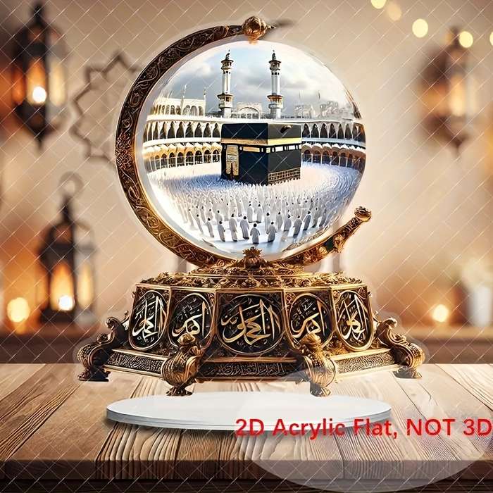 1pc 2D Flat   Golden Circular Acrylic Desktop Ornament Waterproof Scratch-Resistant Traditi