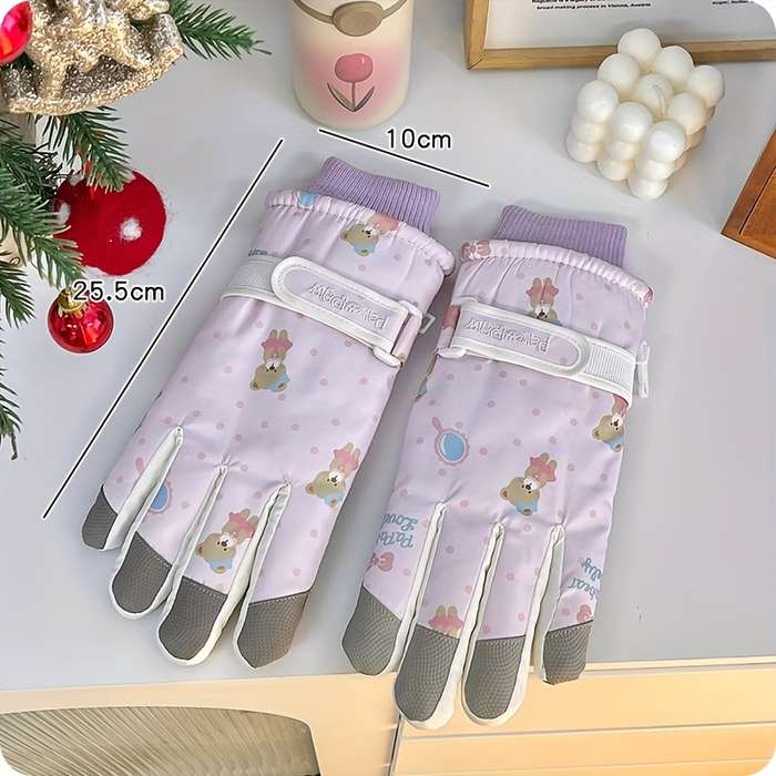 1 Pair Black Warm Gloves