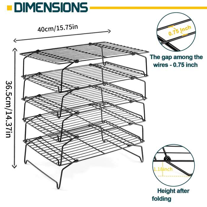 5pcs Cooling Rack Set Stackable Baking and Cooking Rack for Cooling Grilling Foldable and Hea