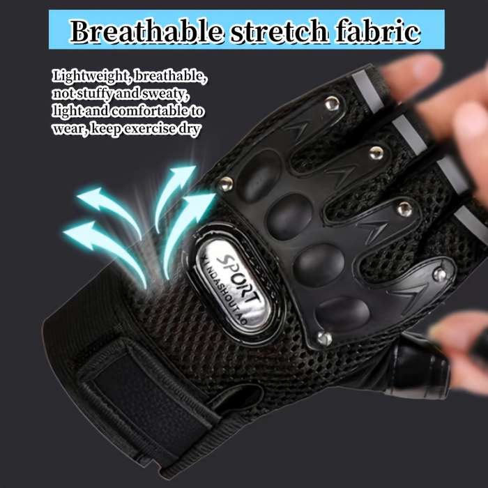 1 Pair Black Outdoor Sports Gloves
