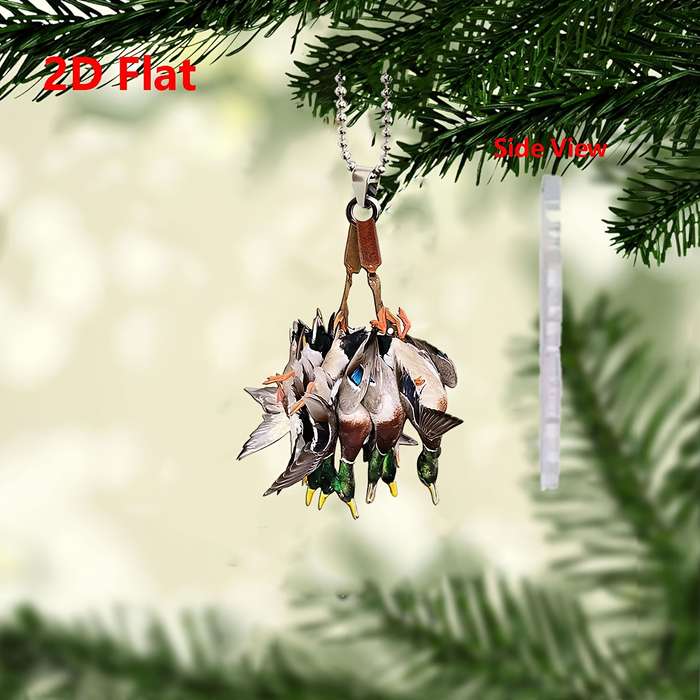 1pc 2D Flat  Creative Duck Hunting Acrylic Pendants Ideal for Car Rearview Mirror Decoration