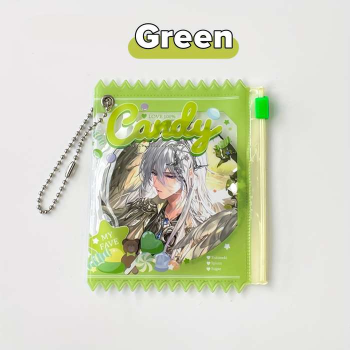 1pc Transparent PVC Dustproof Bag with Keychain Sweet Candy Theme Multi-Color Options Zipper