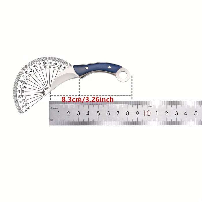 1pc Compact Stainless Steel Keychain Knife with Red Handle Faux Leather Sheath