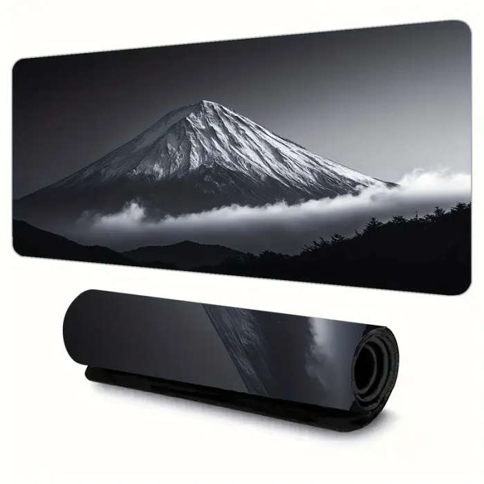 1pc 40x90cm Vibrant Black and White Mount Fuji Gaming Mouse Pad Non-Slip Rubber Base