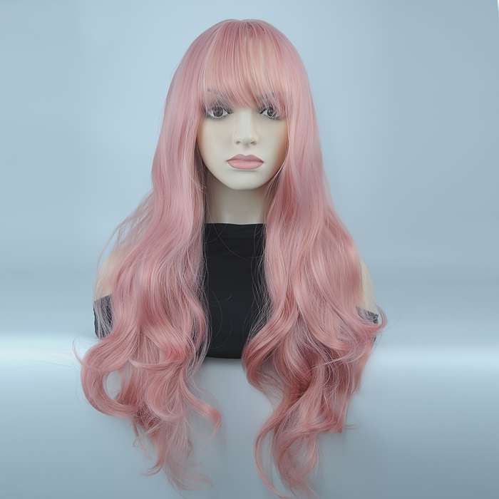 1Pc Pink Color 66.04cm Fashion Design Wig