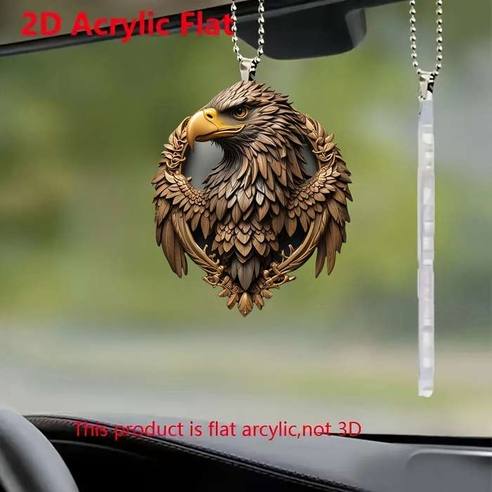 1pc 2D Flat    Acrylic Eagle Pendant Intricate Feather Design Car Hanging Ornament Bac