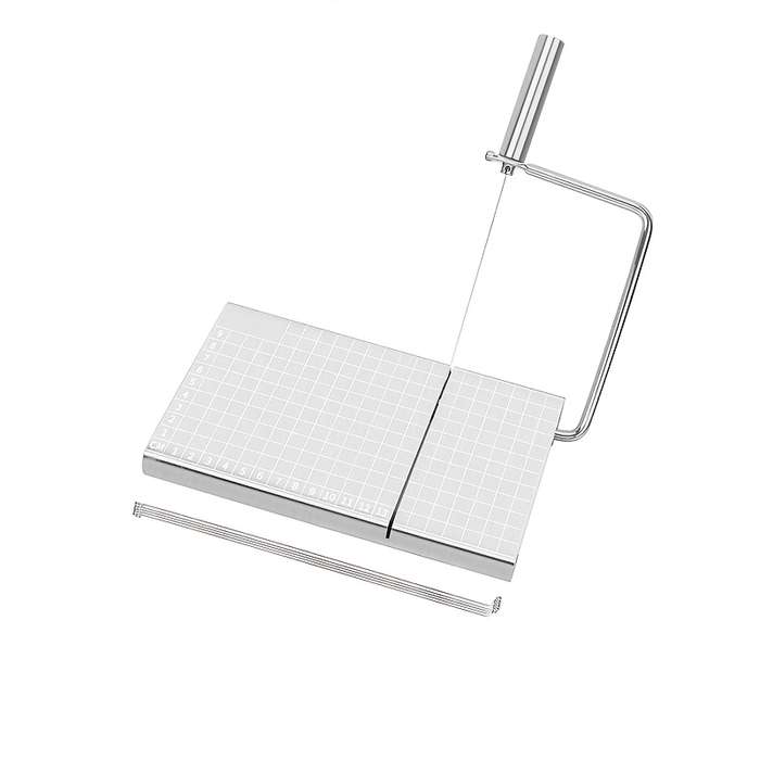 1pc Stainless Steel Cheese Slicer with Built-in Scale Manual Cheese Sausage Ham Cutter Ergono