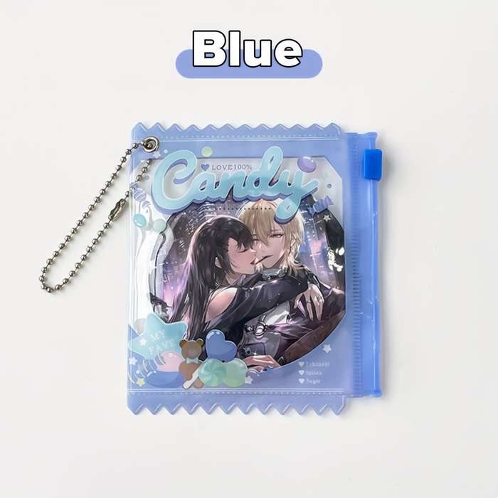 1pc Transparent PVC Dustproof Bag with Keychain Sweet Candy Theme Multi-Color Options Zipper