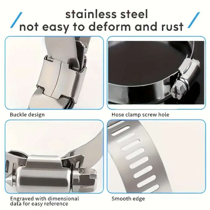 30-Piece Stainless Steel Adjustable Hose Clamp Set