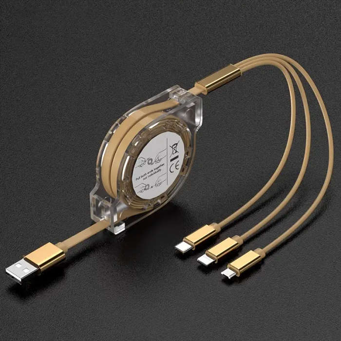 3 In 1 Retractable Multi Fast Charger Cable Random Colors