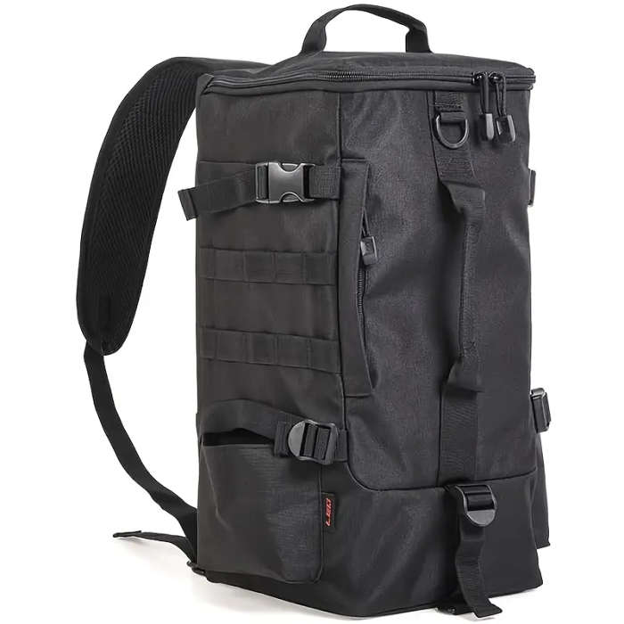 4.6 Gallon Black Fishing Backpack with Multiple Compartments