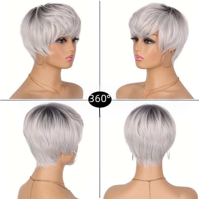 1Pc Ombre Gray 15.24cm Fashion Design Wig