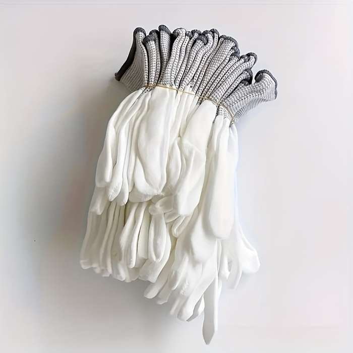 6 Pairs White Multi Purpose Work Gloves