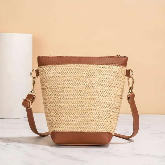 1pc Woven Crossbody Bag for Women Faux Leather Geometric Quilted Pattern Polyester Lined