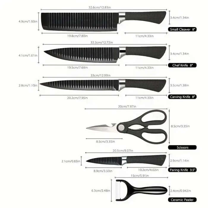 6-Piece Non-Stick Coated Kitchen Knife Set
