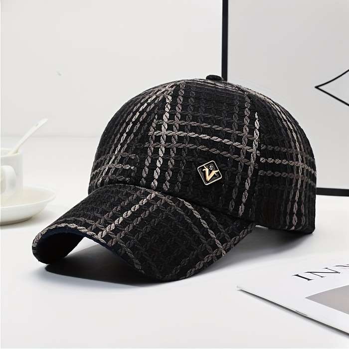 1pc Outdoor Adventures) Women's Vintage Plaid Baseball Cap Stylish Cotton Blend Sun Protection