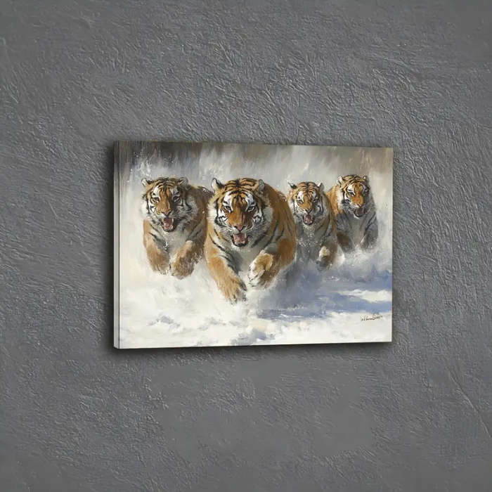 1pc Wooden Framed Canvas Painting a group of tigers Wall Art Prints for Living Room Bedroom Kitchen