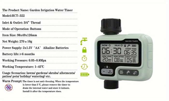 1Pc Automatic Water Timer Irrigation Machine Intelligent Sprinkler