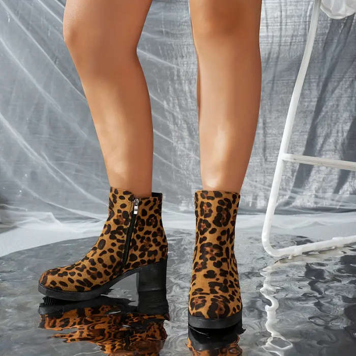 Leopard Print Women's Ankle Boots