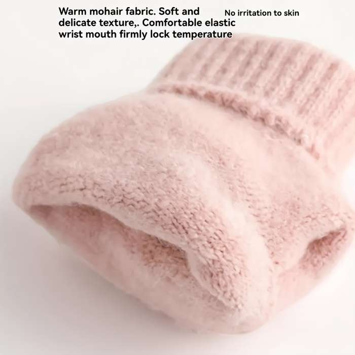 1 Pair Grey One Size Warm Gloves
