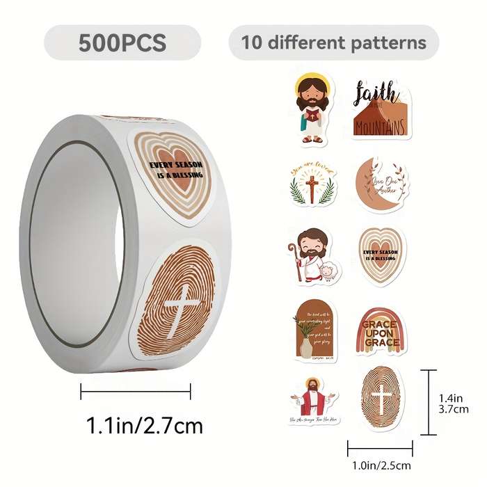 500pcs  roll Jesus Christian Themed Stickers