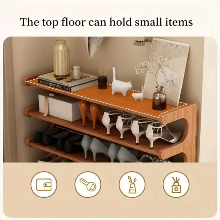Two-Layer Wide Wooden Shoe Rack