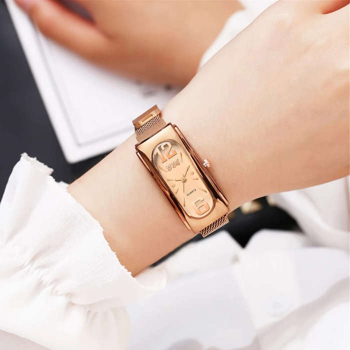 1pc Women'S Fashion Casual Square Quartz Wrist Watch with Numerical Scale Dial Alloy Band And Case N