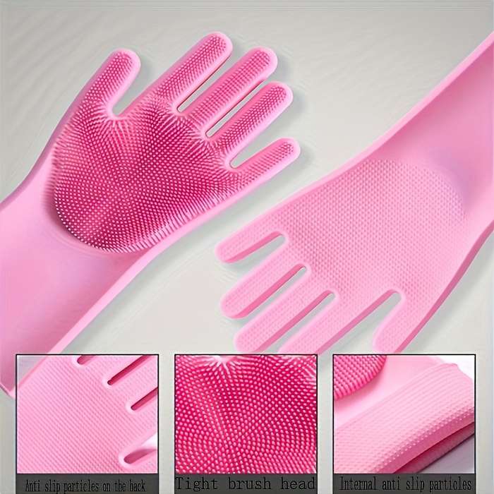 1 Pair Grey Household Cleaning Gloves