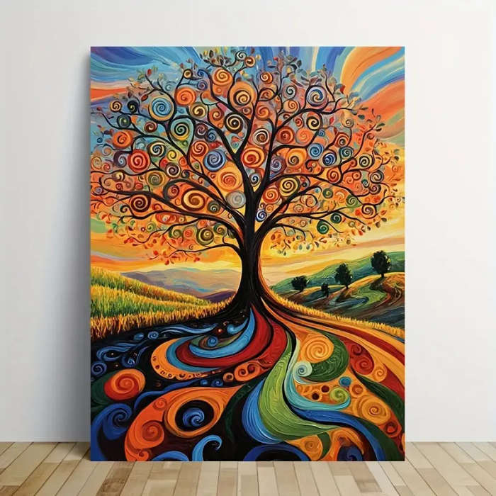 1pc Van Gogh World Tree Canvas Print with Wooden Frame Vibrant Artistic Wall Decor for Living Room B