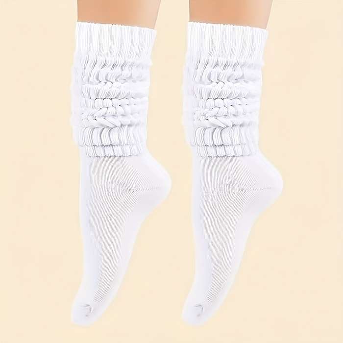 1 Pair Random Color Solid Color One Size High Elastic Socks