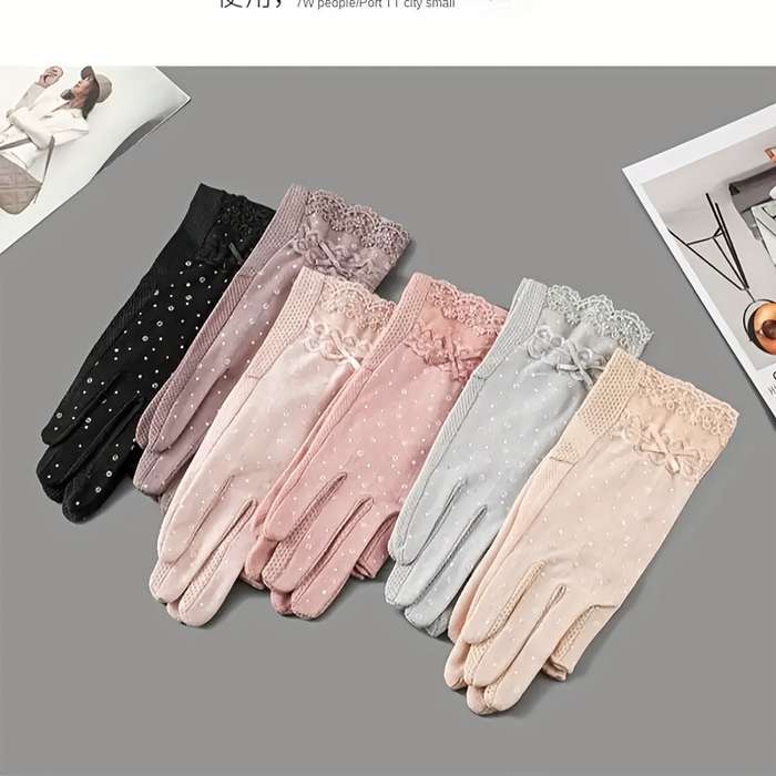 1 Pair Deep Pink Summer Lace Gloves