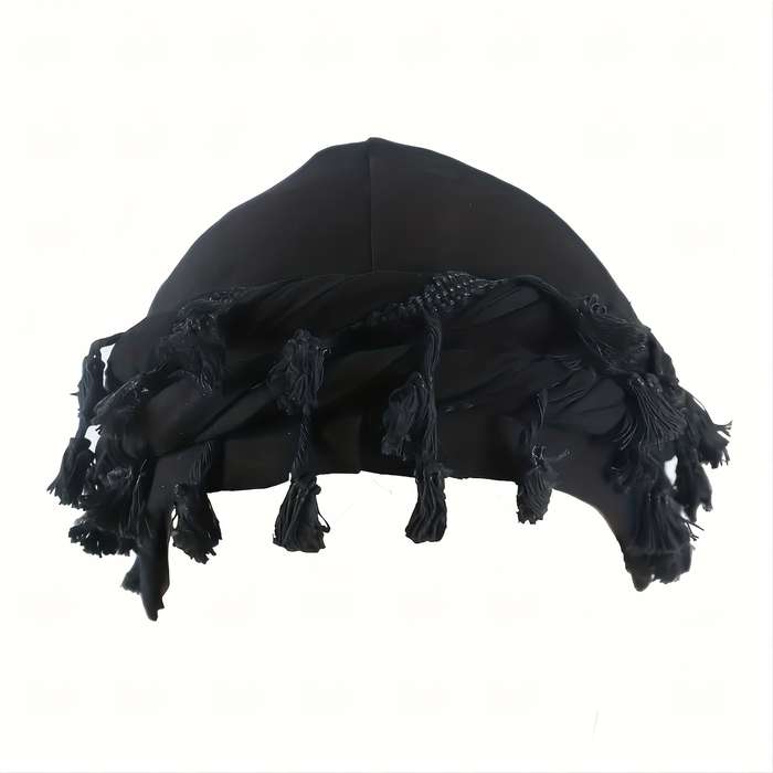 1pc Men's Maroon Tassel Braid Beanie Double Layer Hip Hop Style Soft Satin Lining Breathable Po