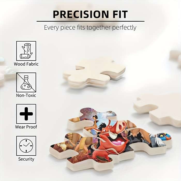 1000pcs Wooden Jigsaw Puzzle The Lion King Vibrant Character Design with Simba Na