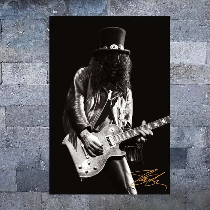 1pc Slash HD Canvas Print Poster Iconic Guitarist with Top Hat Frameless Wall Art for Living Roo