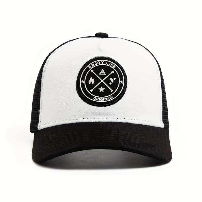 1pc Spring And Summer Round Label Letter Baseball Cap Featuring an Embossed Logo Badge Sunsha